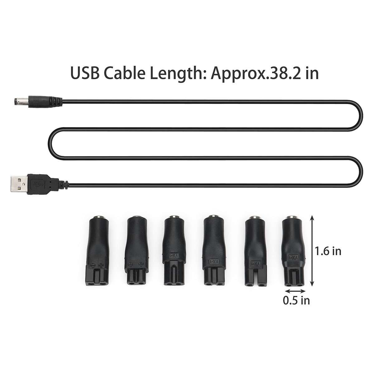 7Pcs USB Power Cord & Adapter Set for Hair Clippers & Trimmers Replacement
