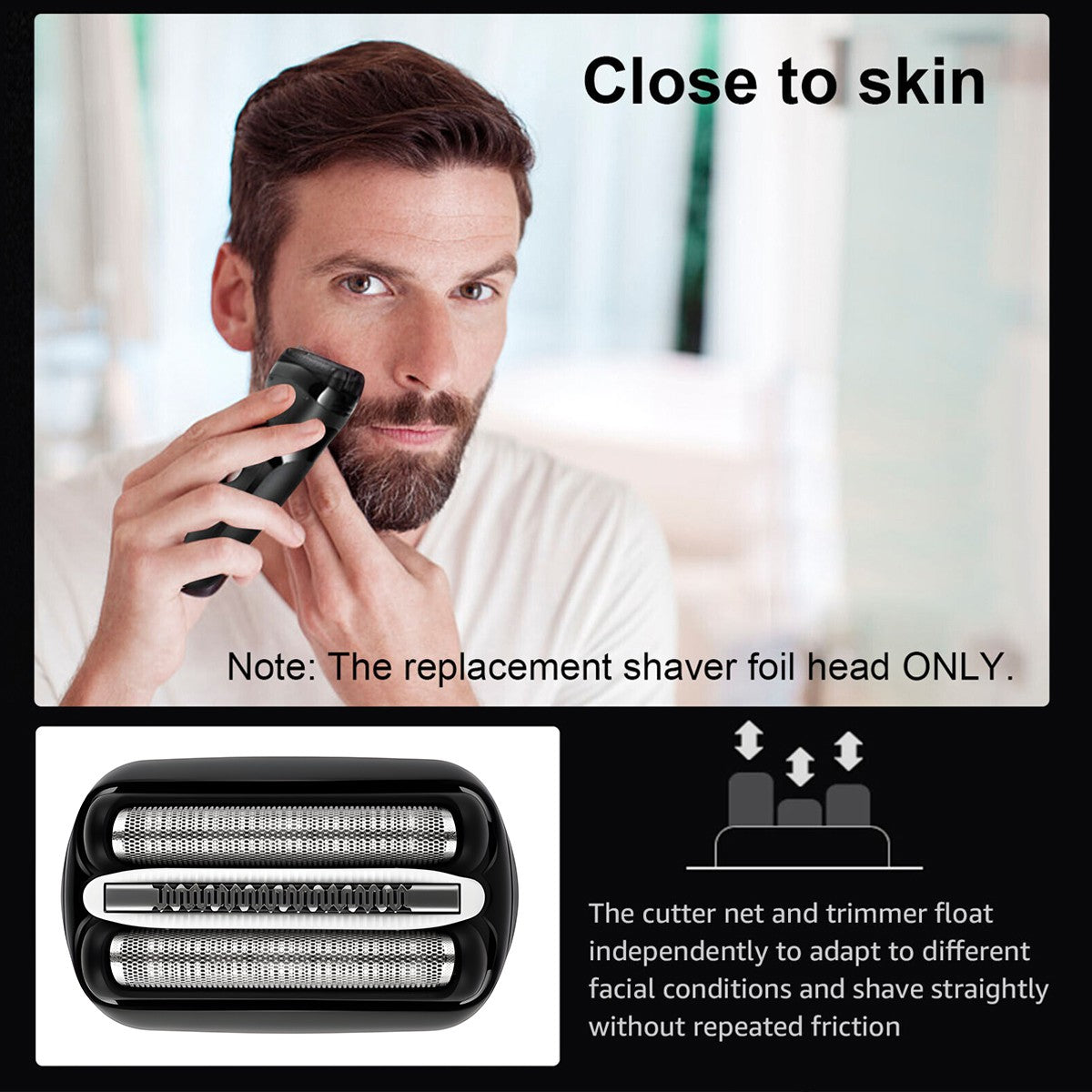 2pcs Shaver Foil & Cutter Head Replacement Set for Braun 3 Series 32B Electric Razor