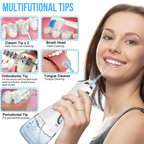 Electric Water Flosser Oral Irrigator with 5 Modes Rechargeable USB Waterproof
