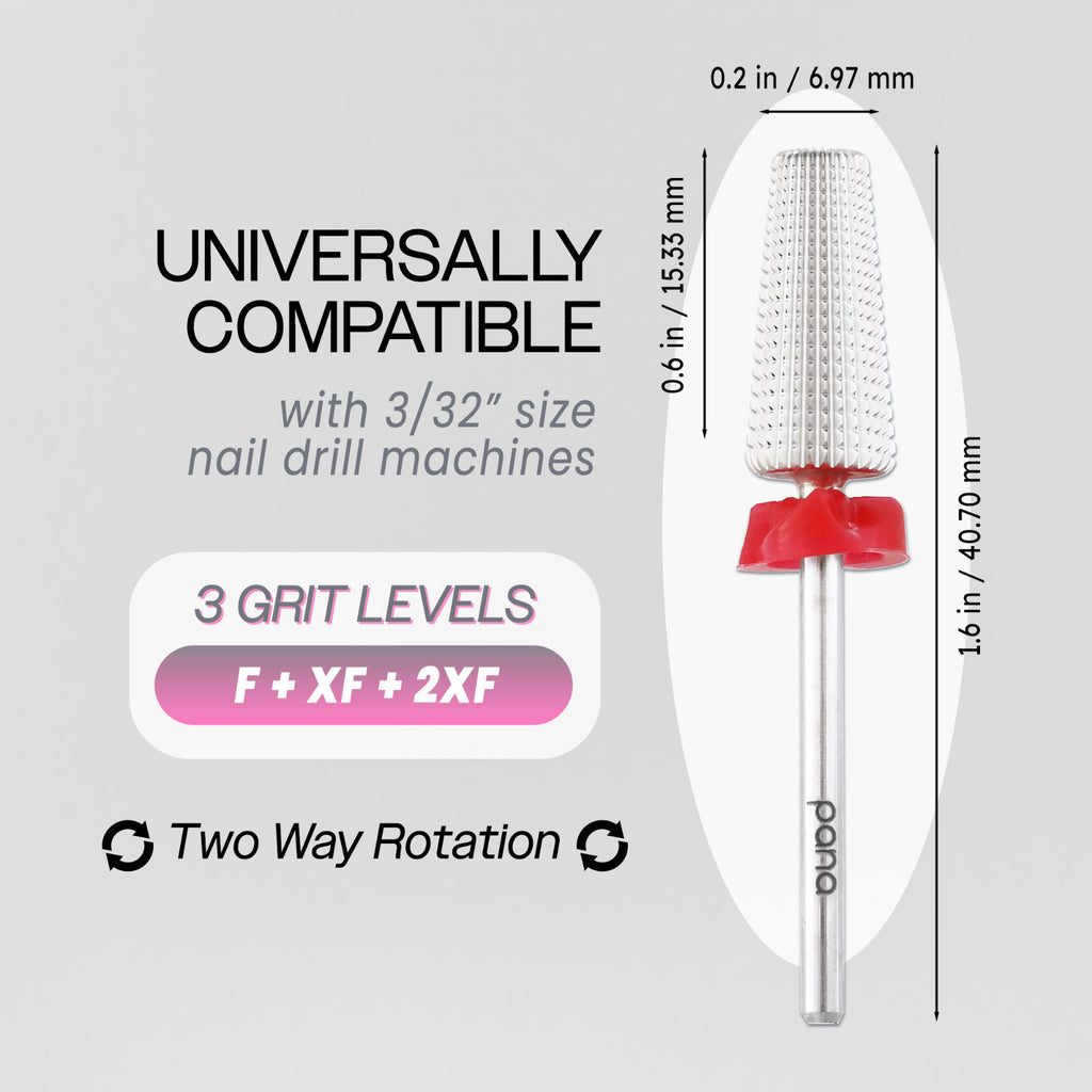 5-in-1 Nail Carbide Bit - Fine Grit, Volcano Cone Shape, 3/32" Shank