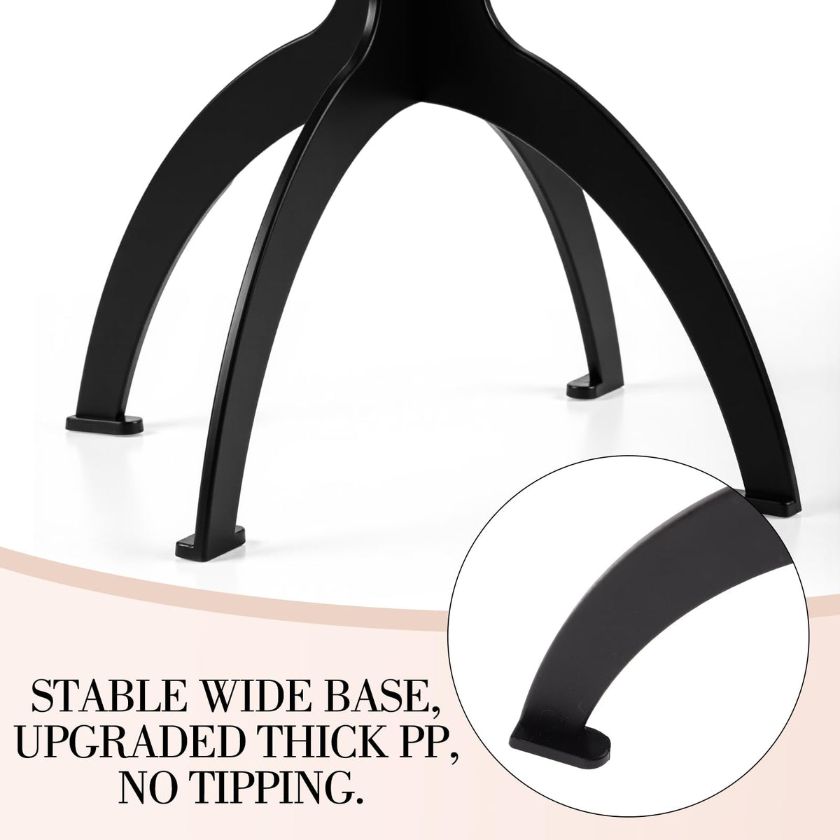 Portable Wig Stand Holder 2 Pack Travel Salon & Home Use Black