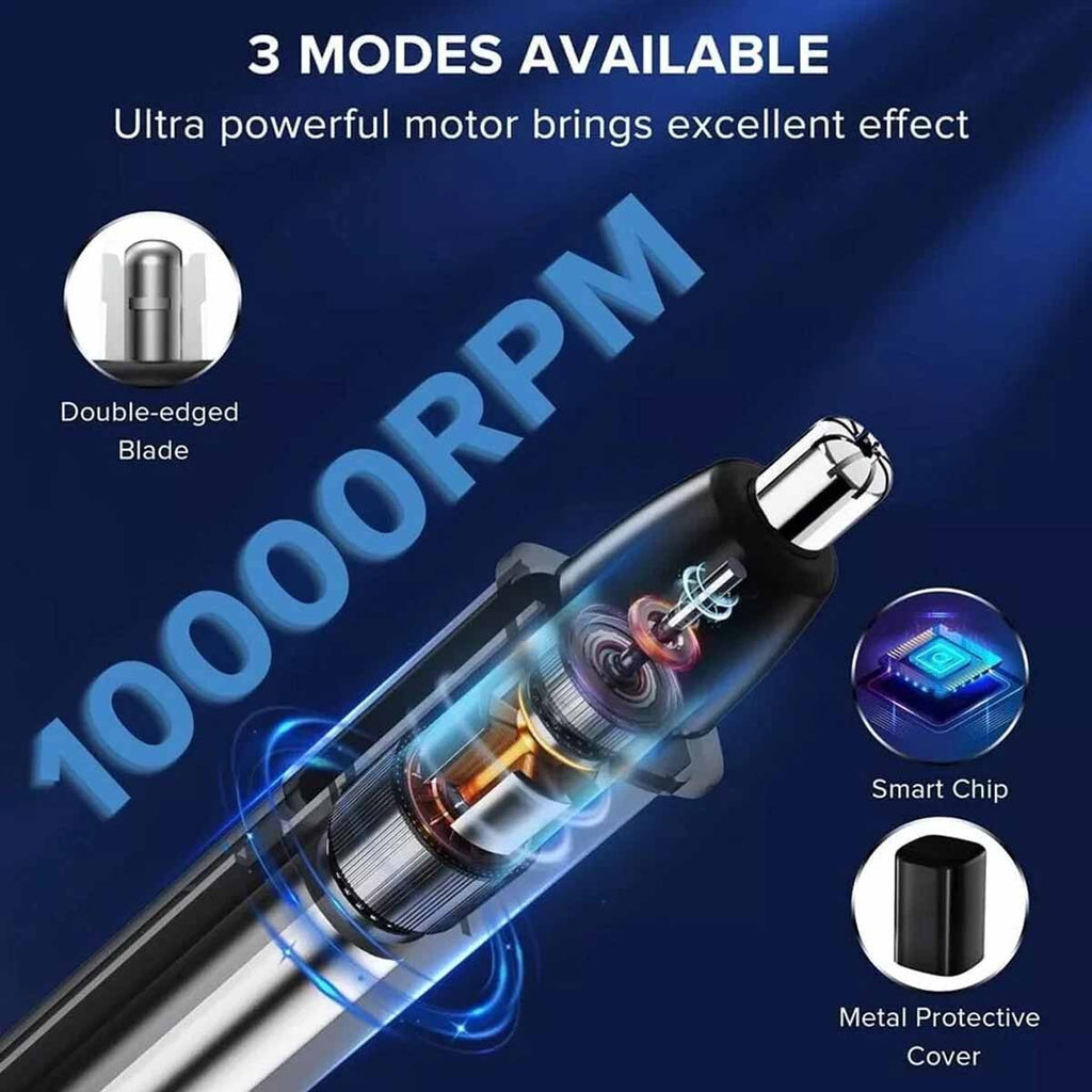 Men's Nose and Ear Hair Trimmer - Rechargeable Waterproof Grooming Device