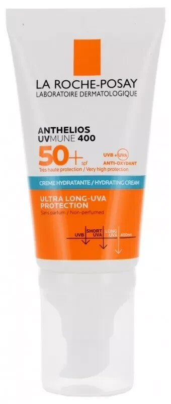 Moisturizing Sunscreen Cream SPF50 for Sensitive Skin - Fragrance Free, Water-Resistant, 50ml