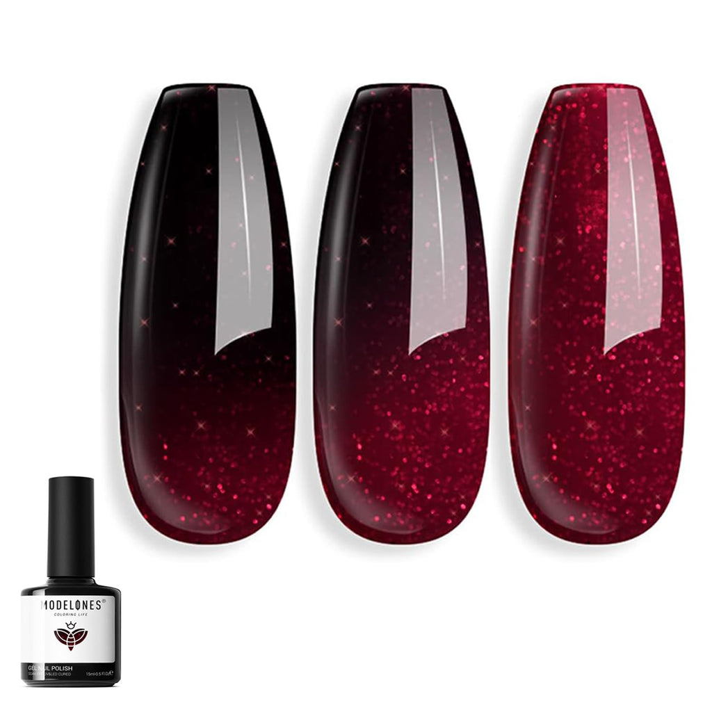 Color Changing Gel Nail Polish Burgundy Wine Shade - Long-lasting, High-gloss