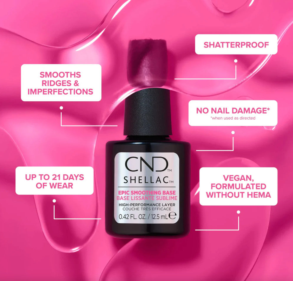 SHELLAC Epic Smoothing Base Coat - 2-in-1 Nail Primer & Smoothing Layer, 0.42 fl oz
