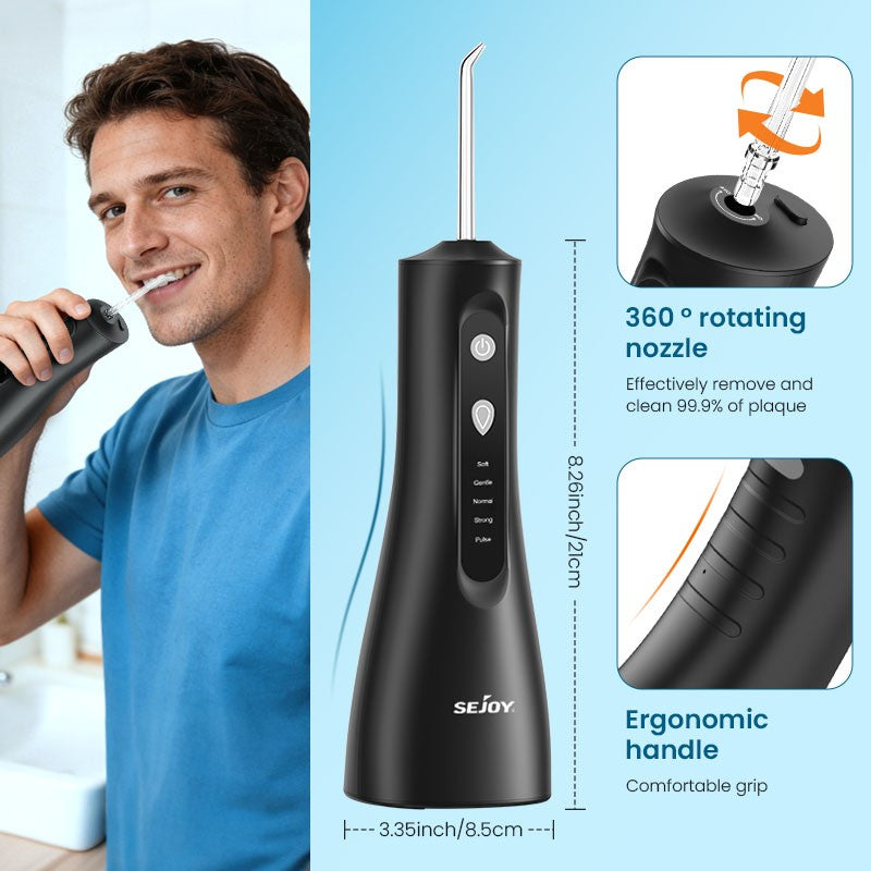 Cordless Water Flosser with 5 Nozzles & 300ml Detachable Tank - Deep Oral Cleaner for Teeth & Gums