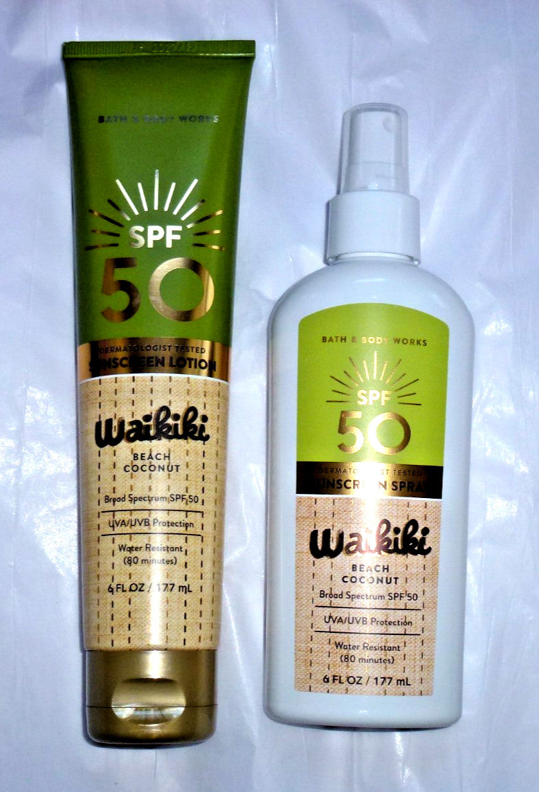 Waikiki SPF 50 Sunscreen Lotion & Spray Set - Water Resistant Broad Spectrum