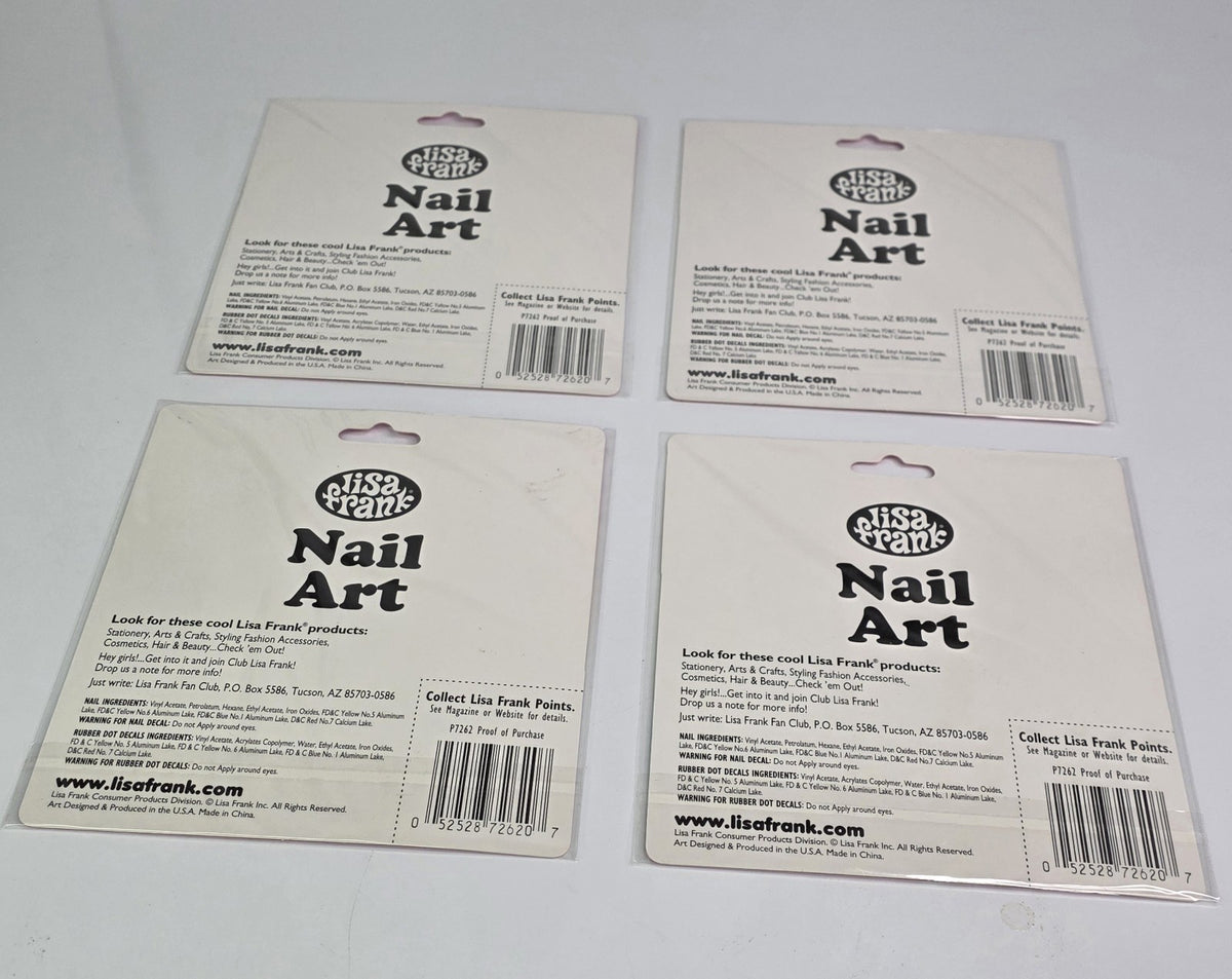 Lot of 4 Lisa Frank Nail Art Stickers - Colorful Nail Decals for Creative Manicures