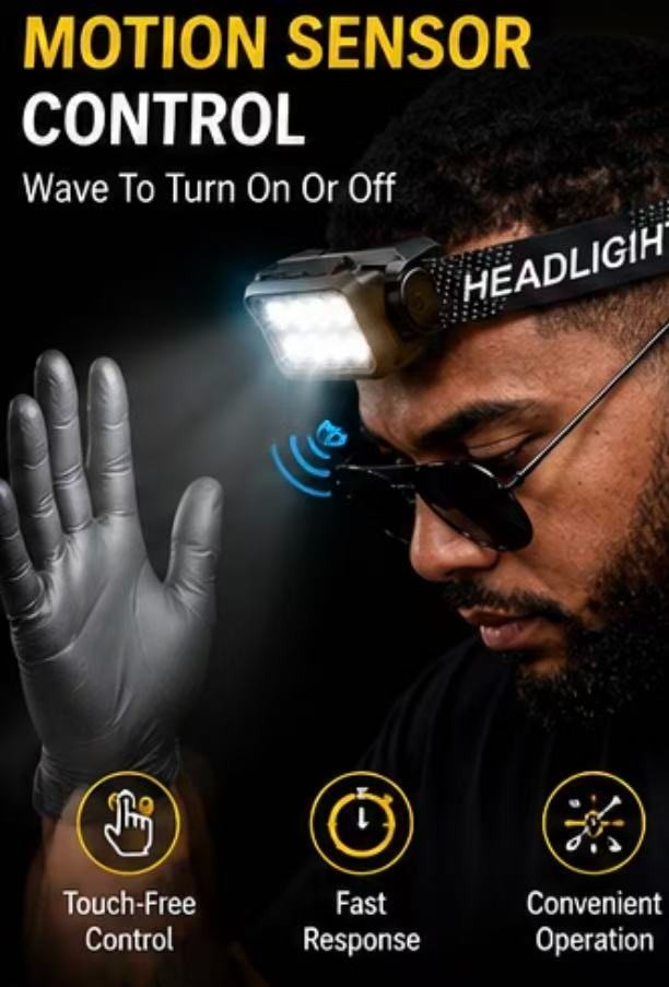 Rechargeable Tattoo Headlamp with Motion Sensor