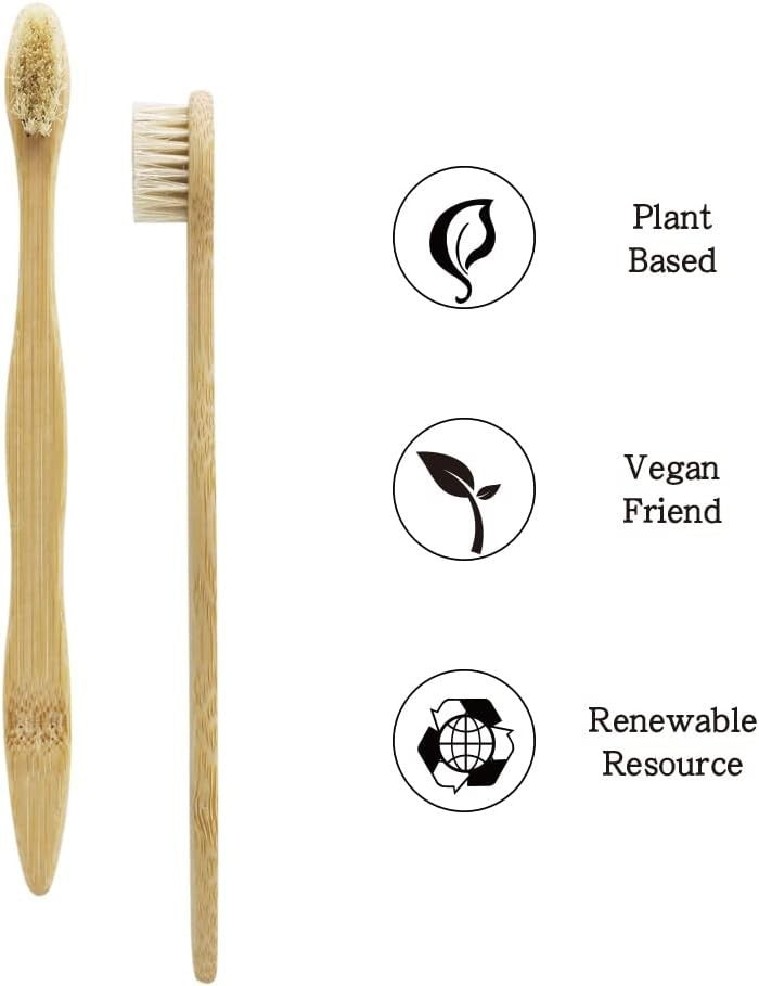 Biodegradable Bamboo Toothbrush with Boar Bristles - Eco-Friendly 8 Pack