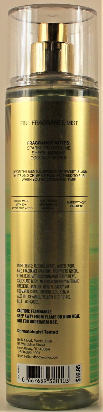 6 Pack Coconut Lime Verbena Body Mist Spray 8oz - Fresh Fragrance Set