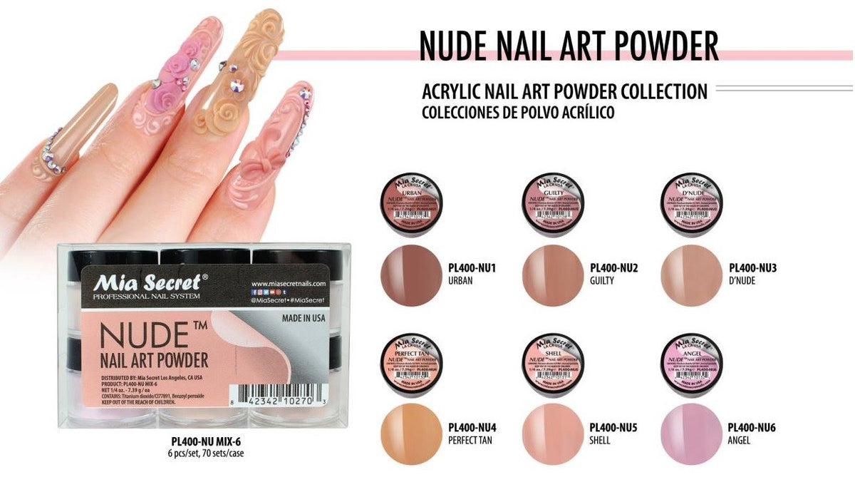 Acrylic Nail Art Powder Set - 6 Colors or Single Color Options, Includes Glow in the Dark & More