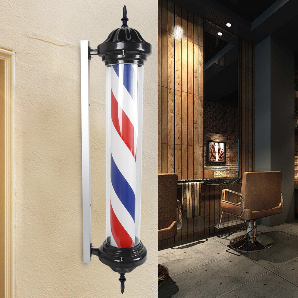 Rotating LED Barber Pole Light Wall Mount for Hair Salons and Shops