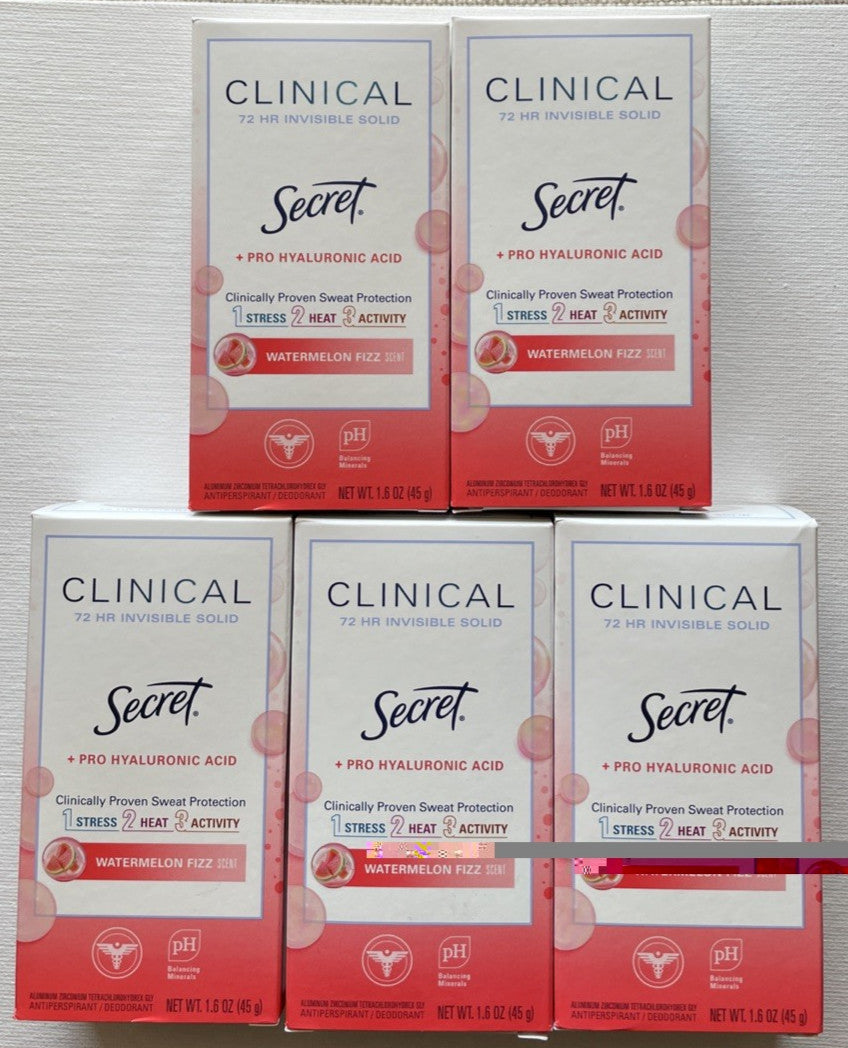 Watermelon Scent 72HR Invisible Solid Deodorant Pack of 5 - Clinical Strength