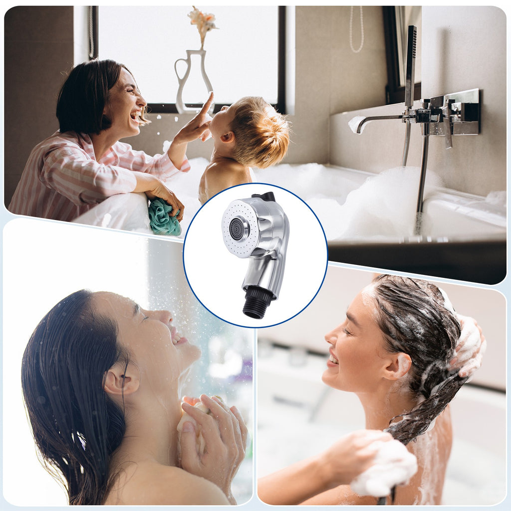 Shampoo Bowl Sprayer Head Sink Faucet with 2 Buttons - Silver