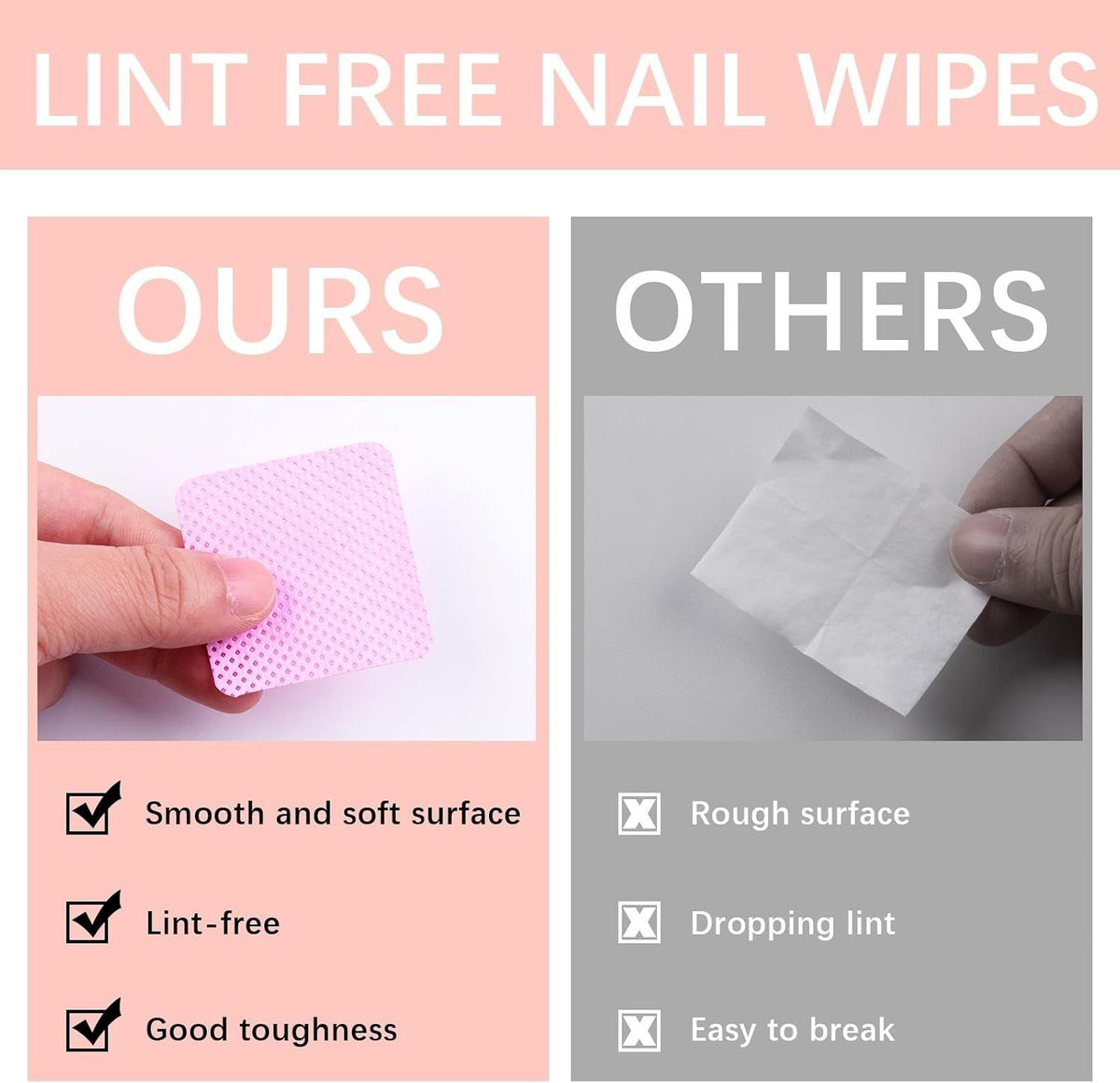 1500Pcs Pink No-Lint Nail Wipes for Gel and Nail Polish Removal