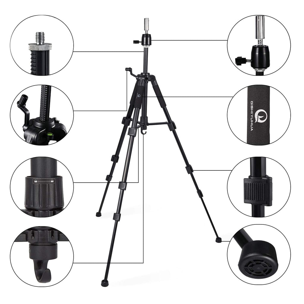 Adjustable Wig Stand Tripod with Non-Slip Base for Mannequin Heads