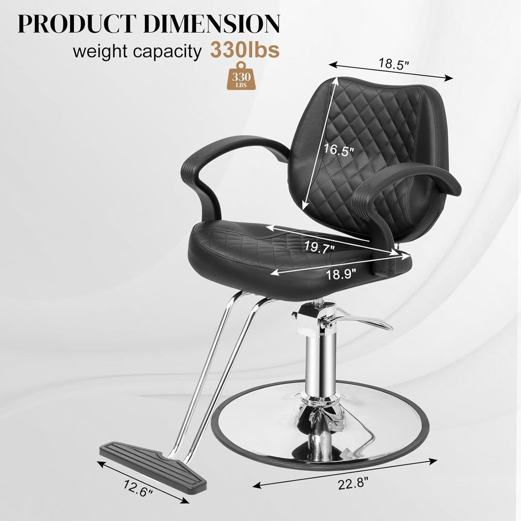 Heavy Duty Salon Styling Chair with Hydraulic Pump & Swivel Base