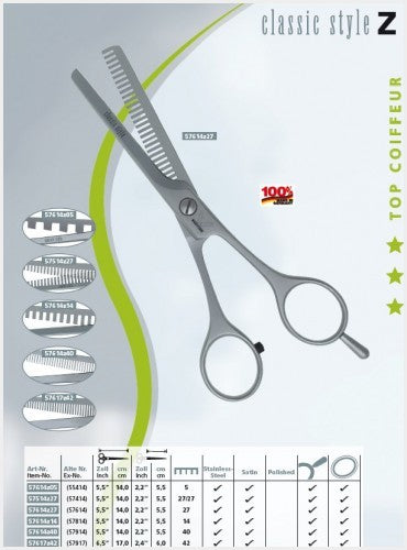 Professional Thinning Scissors 5.5 Inch with 27 Teeth - Hair Cutting Shears