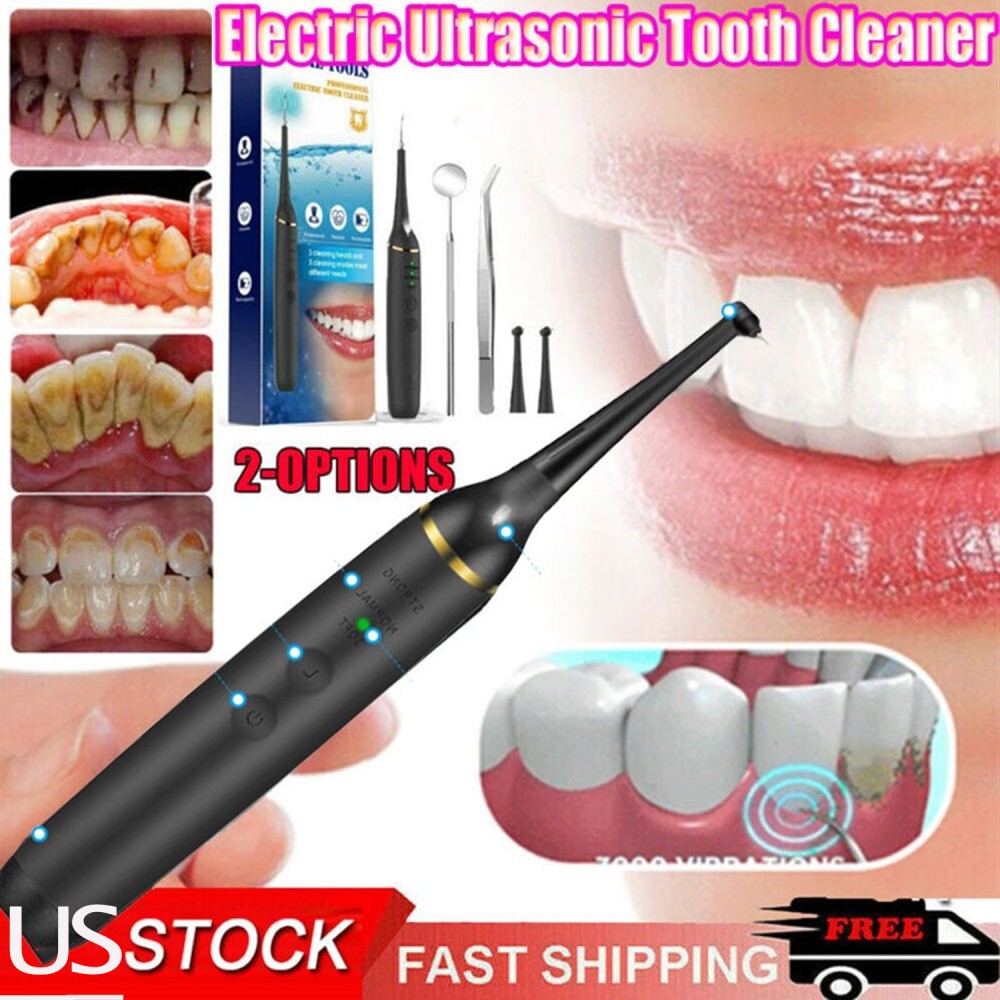 Electric Ultrasonic Tooth Cleaner Dental Tartar Stain Remover Kit