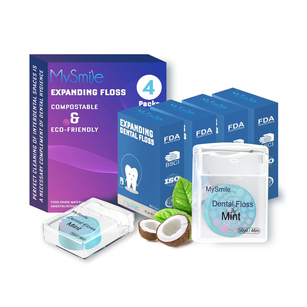 Expanding Dental Floss Pack - Gentle, Shred-Resistant Mint Floss for Sensitive Gums