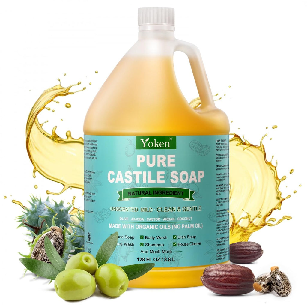Castile Soap Liquid 1 Gallon Unscented - Versatile Vegan & Eco-Friendly Cleanser