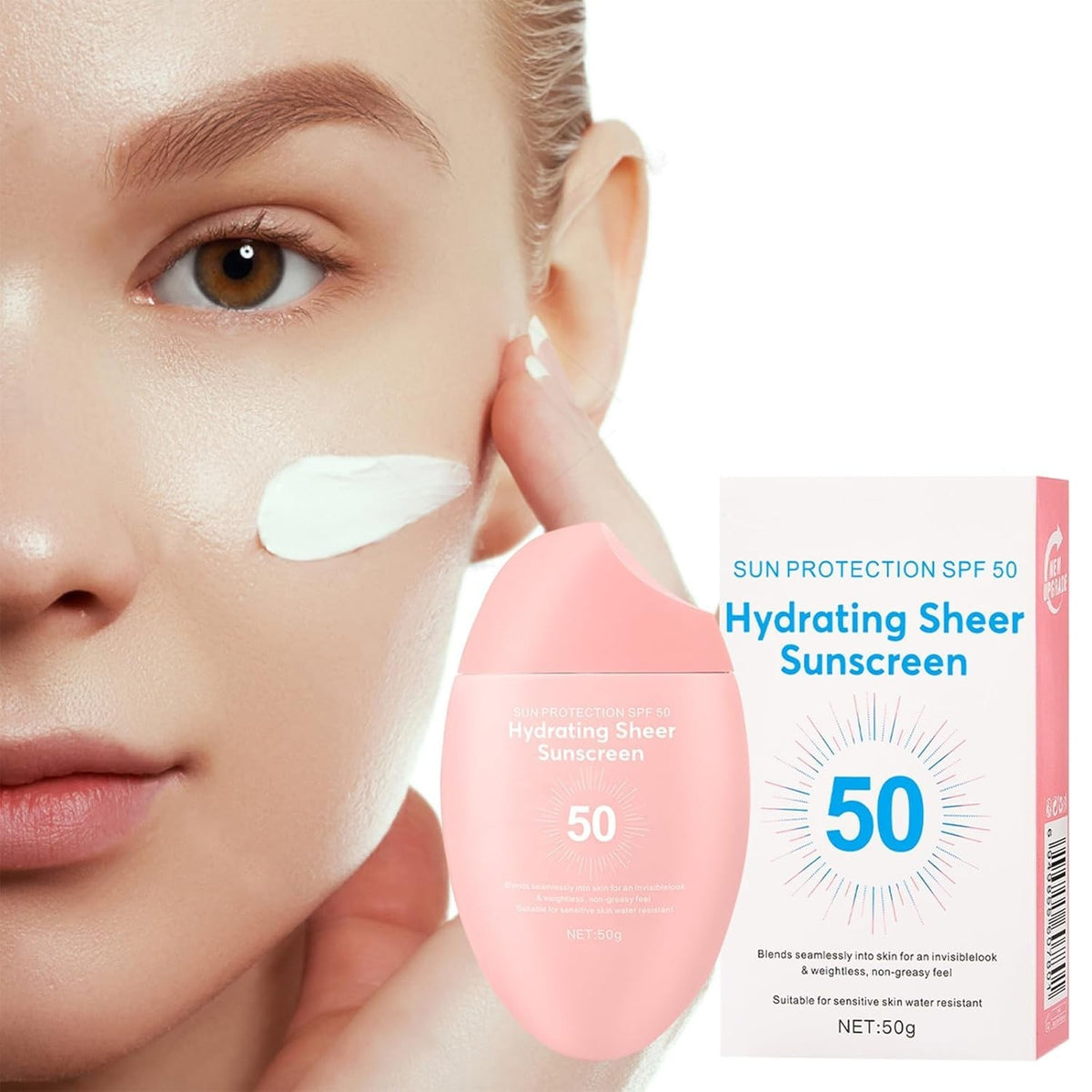 SPF 50+ Hydrating Water Gel Sunscreen - Waterproof, Non-Greasy, Light & Invisible