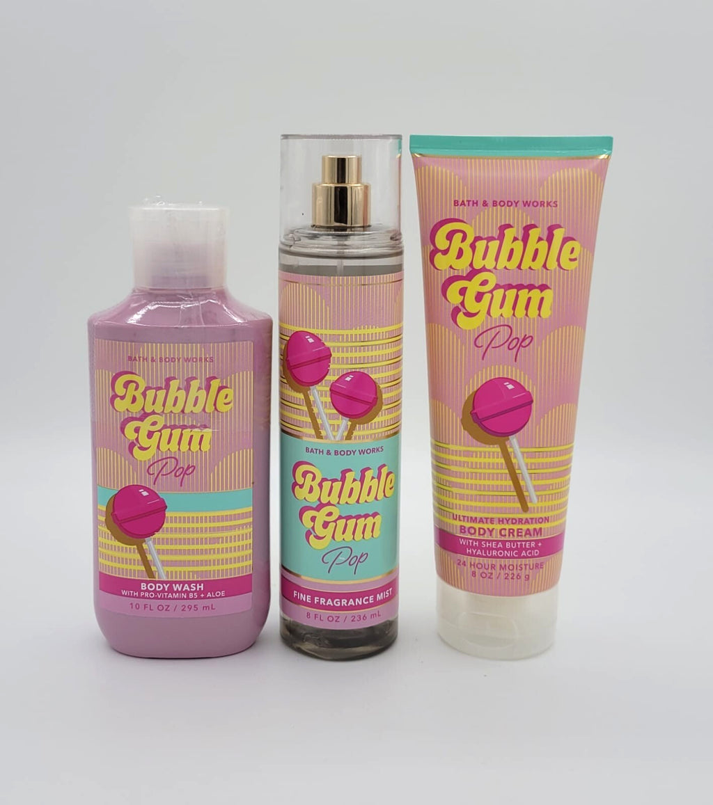 Bath & Body Works Bubble Gum Pop Body Mist, Wash & Cream Set
