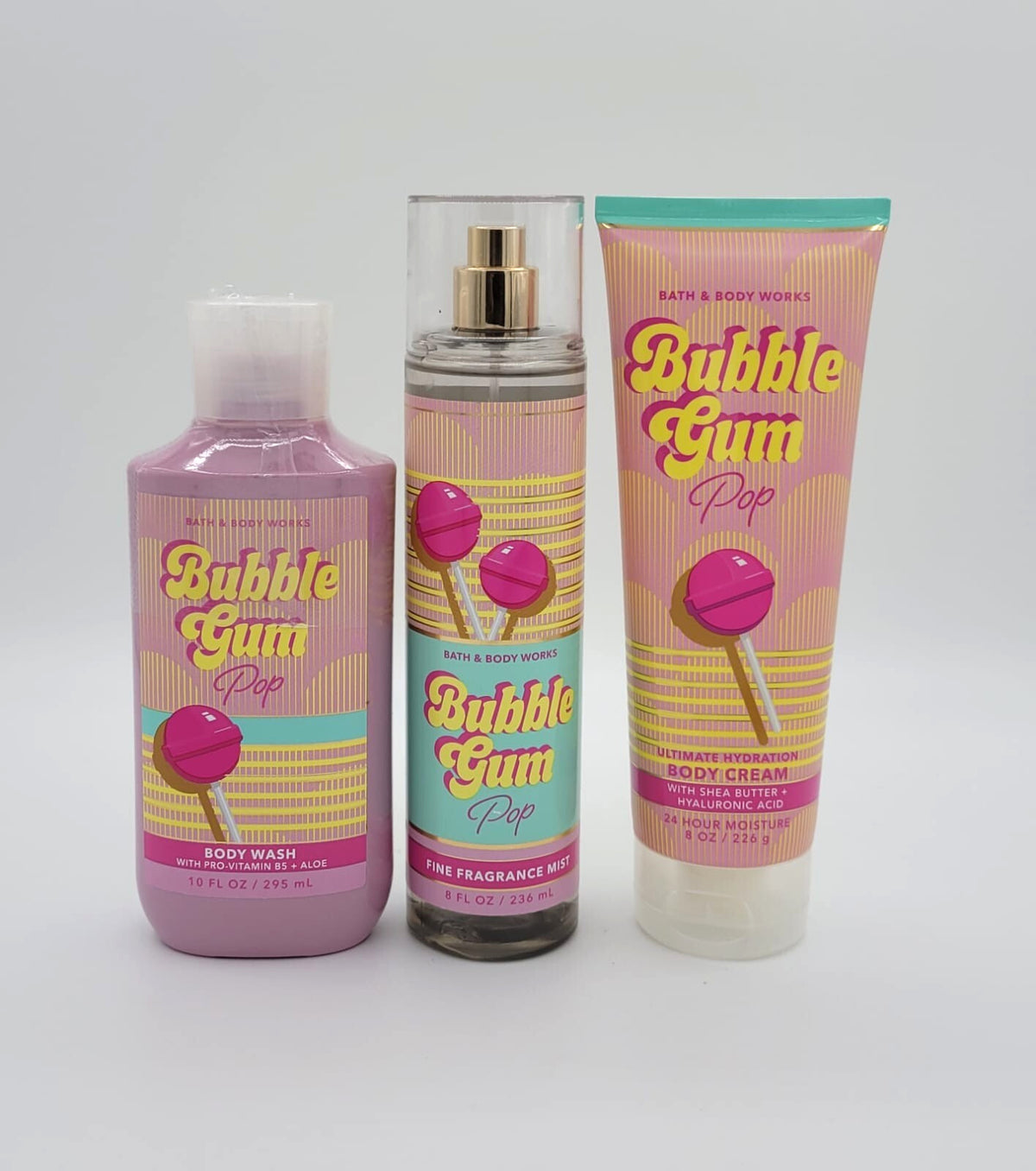 Bath & Body Works Bubble Gum Pop Body Mist, Wash & Cream Set