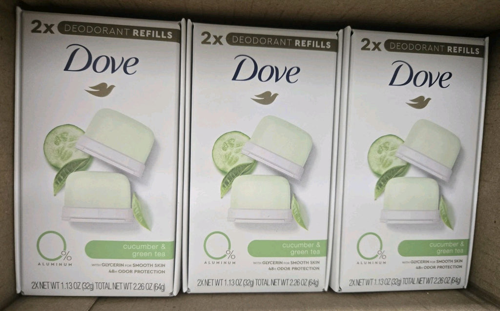 Dove Cucumber & Green Tea Aluminum Free Deodorant Refills - Bulk 12 Pack
