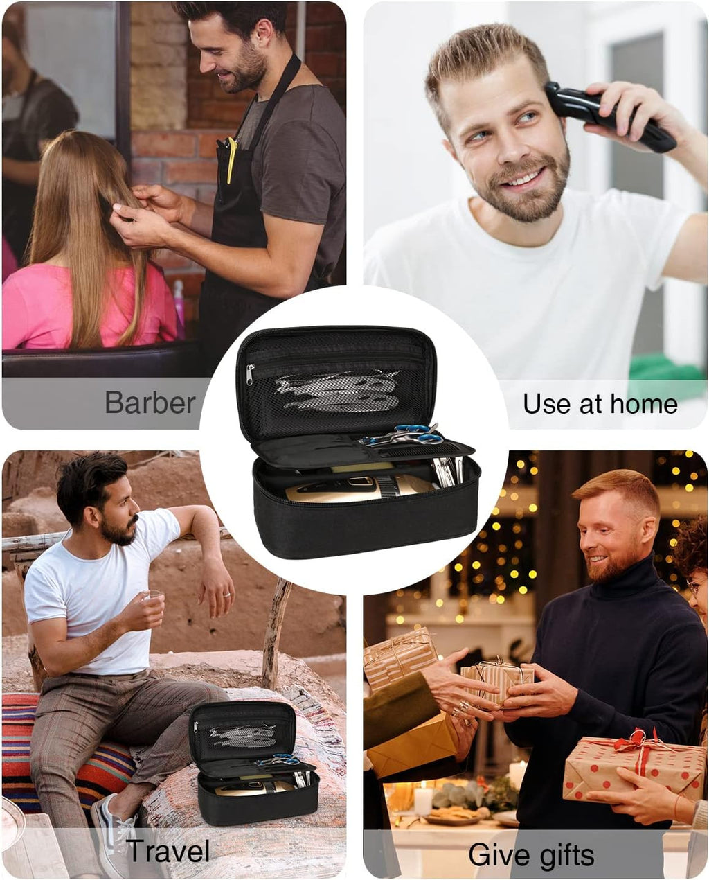 Barber Tool Organizer Bag for Hair Clippers & Scissors - Portable Storage Case