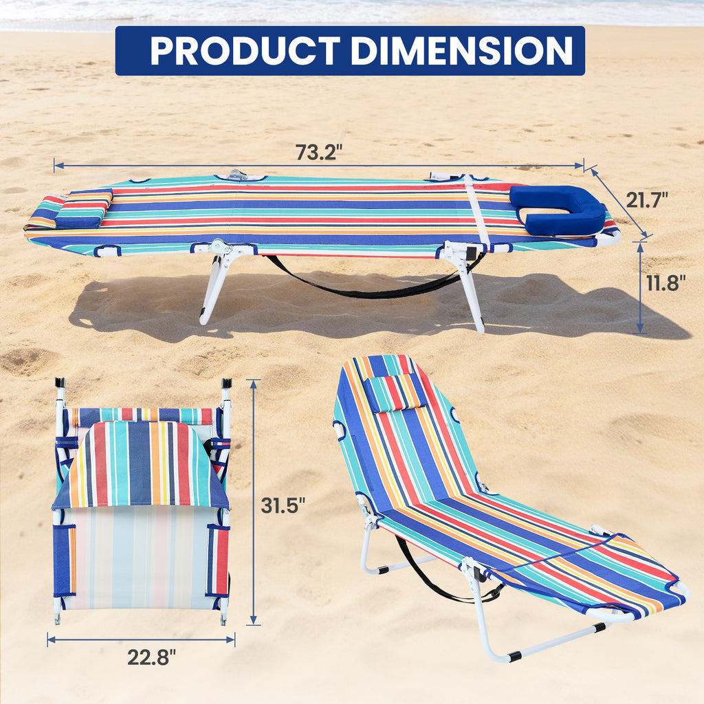 Portable Folding Camping Cot with Mattress & Face Hole for Outdoor Sleep