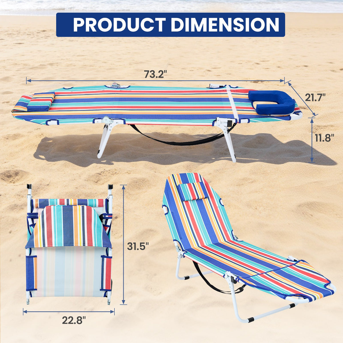 Portable Folding Camping Cot with Mattress & Face Hole for Outdoor Sleep