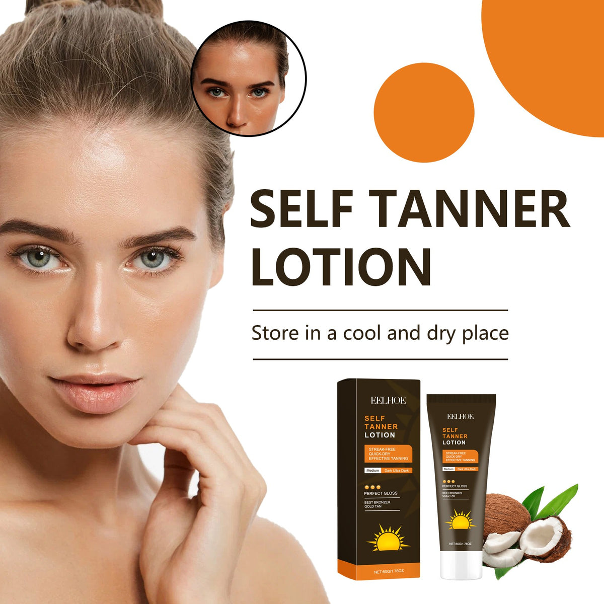Self Tanner Lotion with Carrot & Coconut Oil - Sun Tan Accelerator & Moisturizer