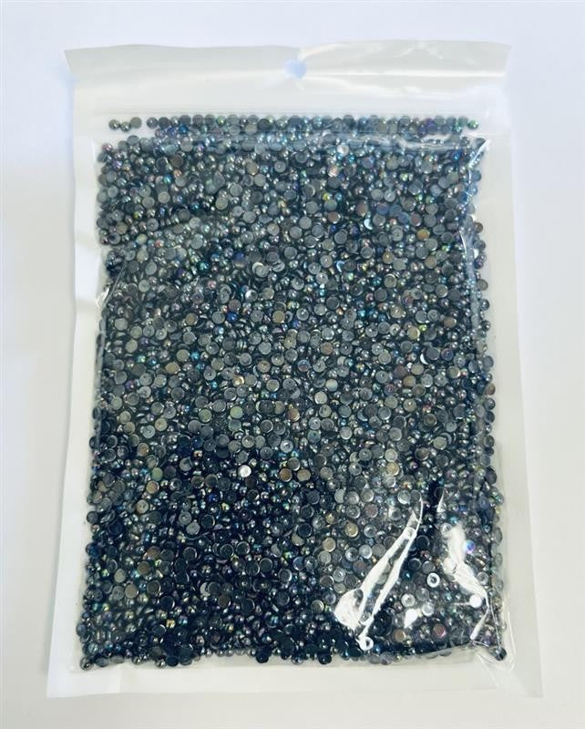 Resin Half Pearl Crafting Gems Set - Black Pink Blue Jelly AB 3mm 3 Pack