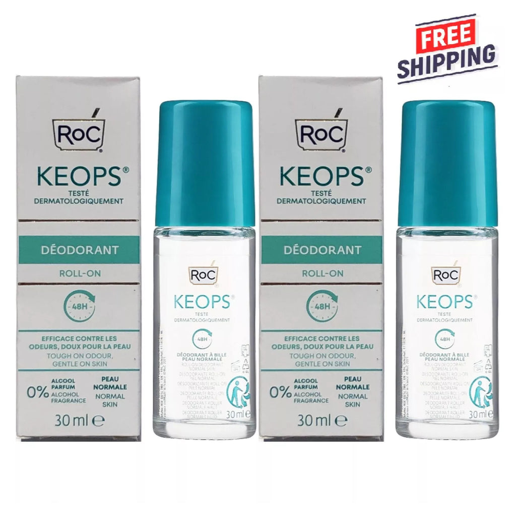 2 Pack RoC Keops Roll-On Deodorant 30ml - Alcohol & Fragrance Free