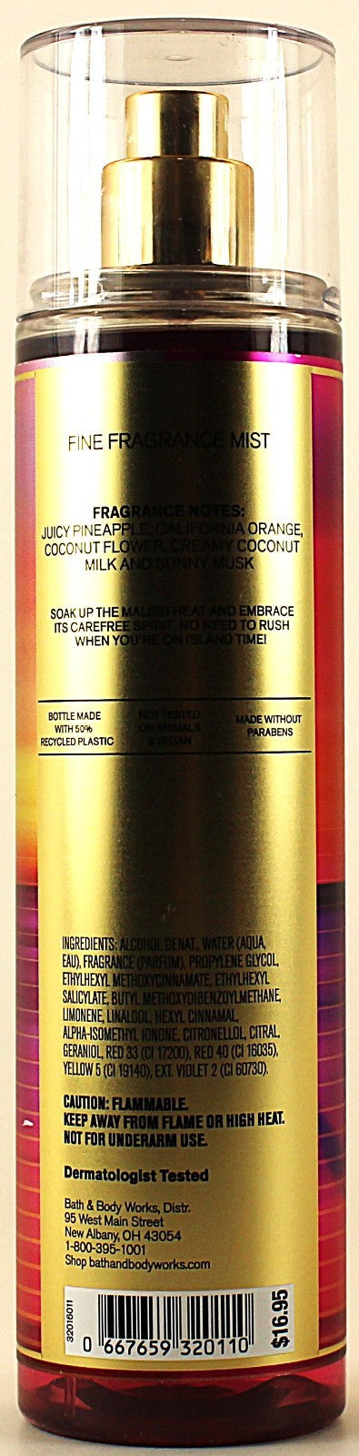 Bath & Body Works Malibu Heat Body Mist Set - Juicy Pineapple & Coconut, 4 x 8oz