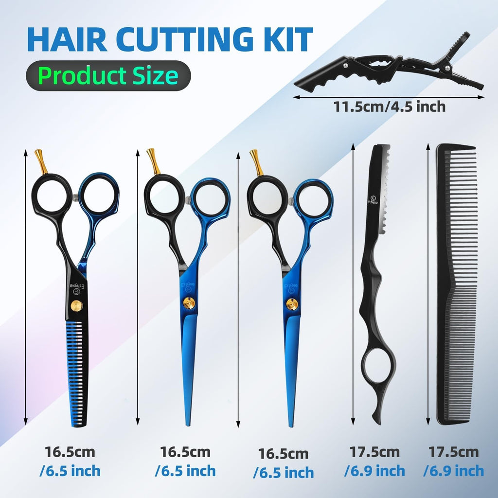 Professional Hair Cutting Scissors Kit 6.5 Inch Barber & Styling Shears