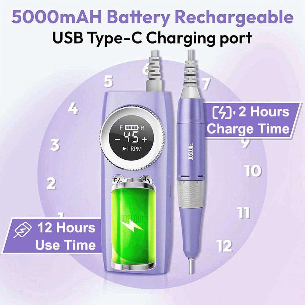 Rechargeable Electric Nail Drill Machine 45000 RPM for Manicure & Pedicure