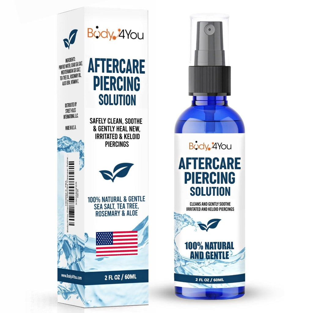 Piercing Aftercare Spray – Saline Solution with Aloe, Tea Tree & Sea Salt for Ear & Body Piercings