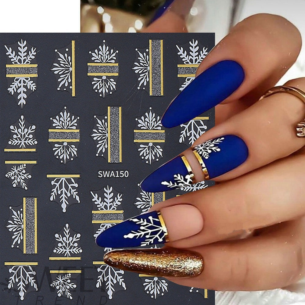 Christmas Snowflake Nail Art Stickers - Self-Adhesive, Multiple Variants