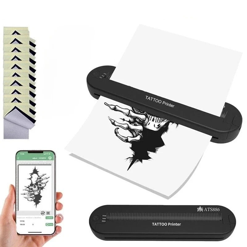 Professional Wireless Tattoo Stencil Printer with 15 Transfer Paper