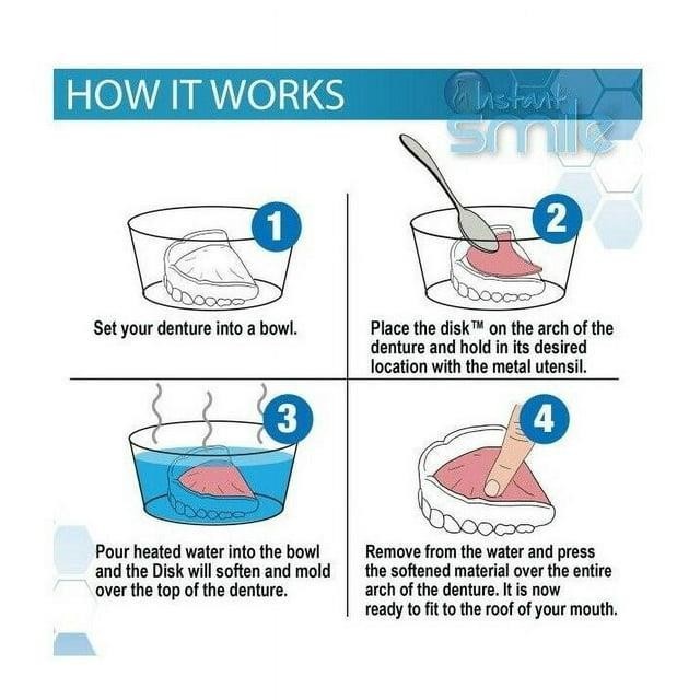 Denture Reliner Disk Kit - Remoldable Hot Water Moldable Material - 3 Pack