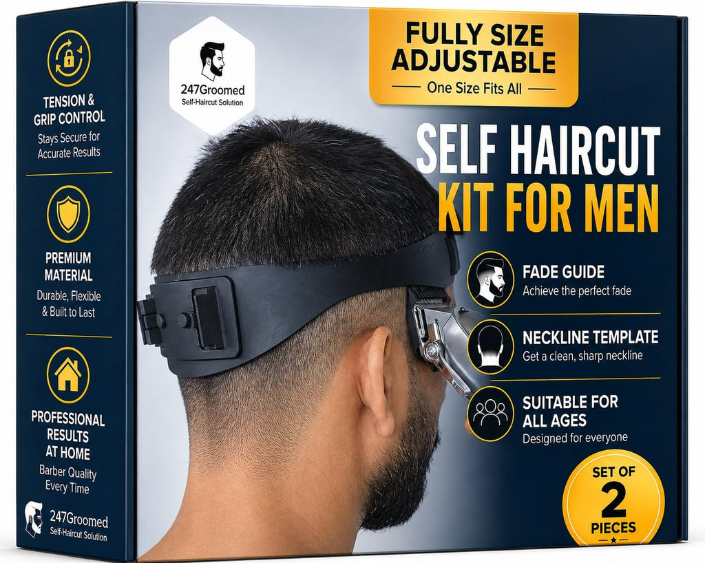 Men's Self Haircut Kit with Neckline Template & Fade Guide Tool