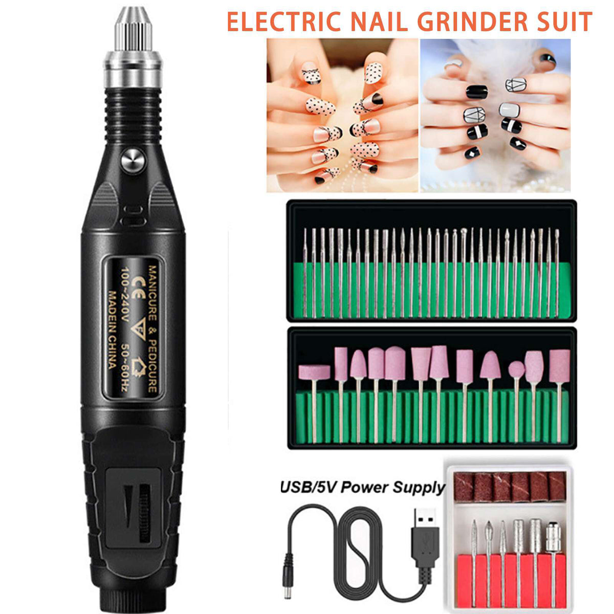 Electric Toe Nail Grinder for Thick Nails Manicure Pedicure Set - USB Rechargeable