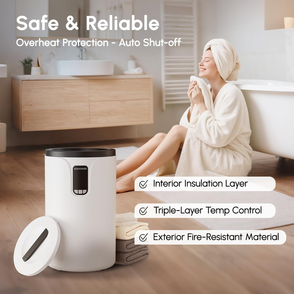 20L Towel Warmer Bucket with LCD Display - Fits 2 Oversized Towels, Safety & Timer