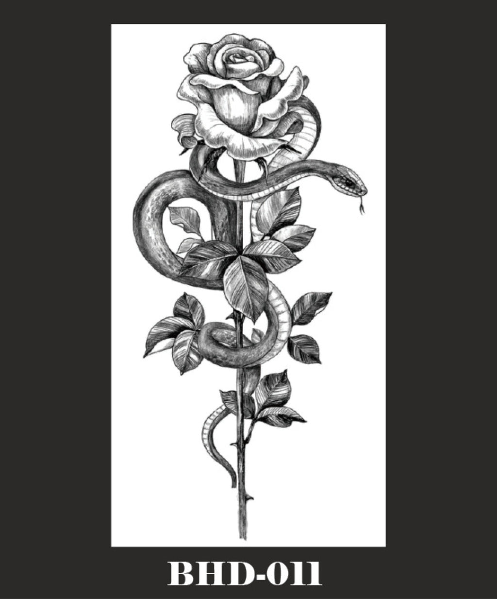 5 Sheets Temporary Tattoo Set - Floral Rose, Snake & Butterfly Waterproof