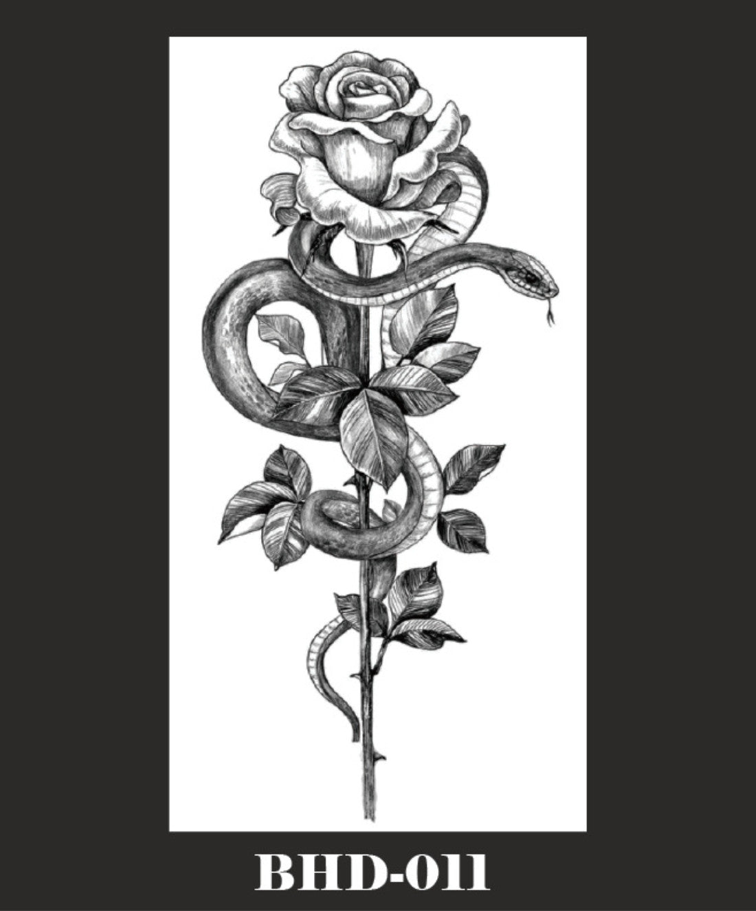 5 Sheets Temporary Tattoo Set - Floral Rose, Snake & Butterfly Waterproof