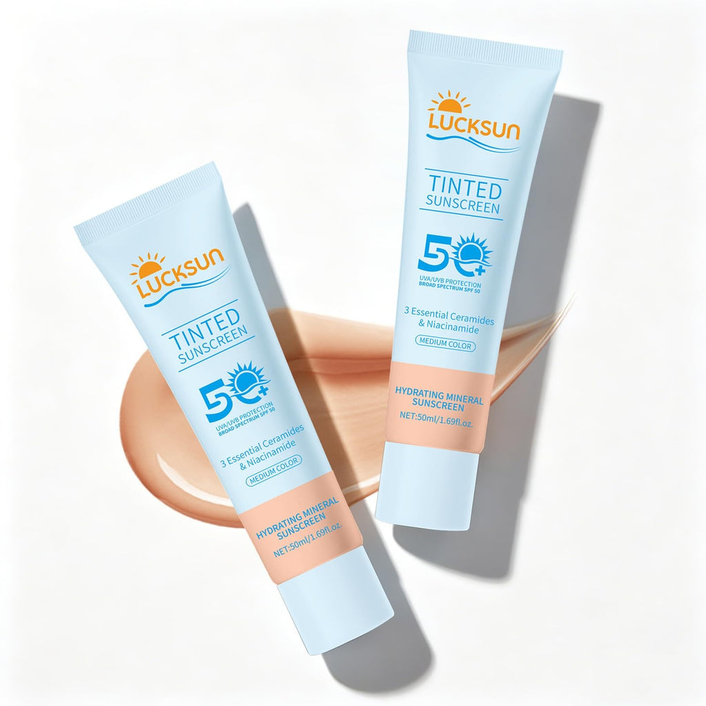 SPF 50 Tinted Sunscreen for Face - Hydrating, Broad Spectrum Sun Protection, 2 Pack