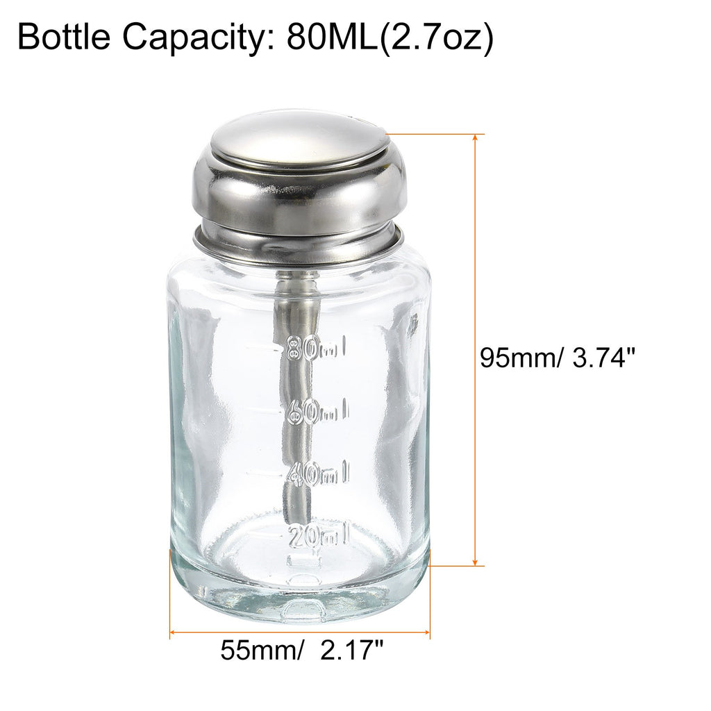 2Pcs 80ML Glass Pump Dispenser Bottles for Alcohol, Toner & Makeup Remover